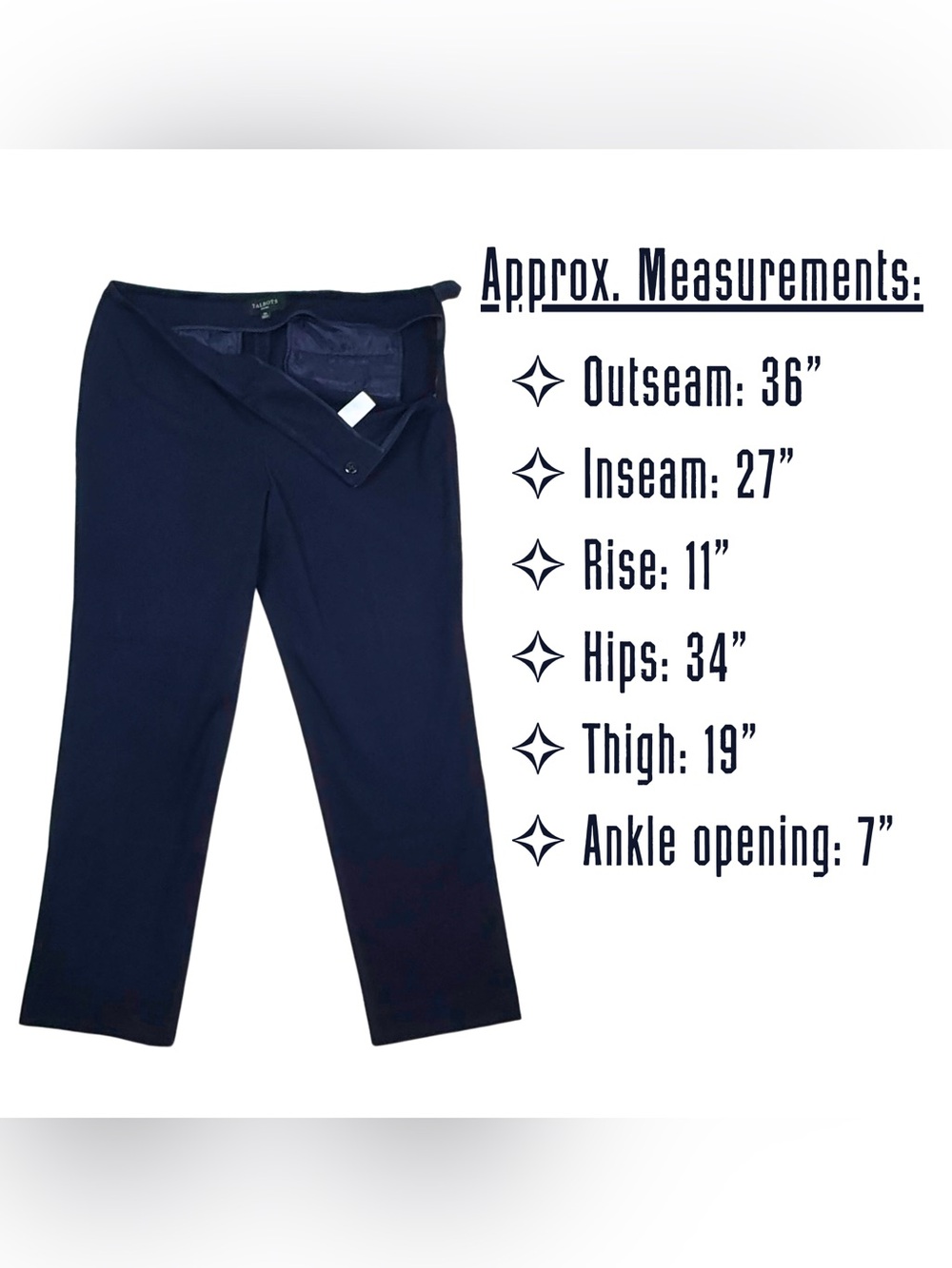 Talbots Petites Navy Blue Dress Pants | Work outfit | 12P straight leg side zip - Picture 3 of 7
